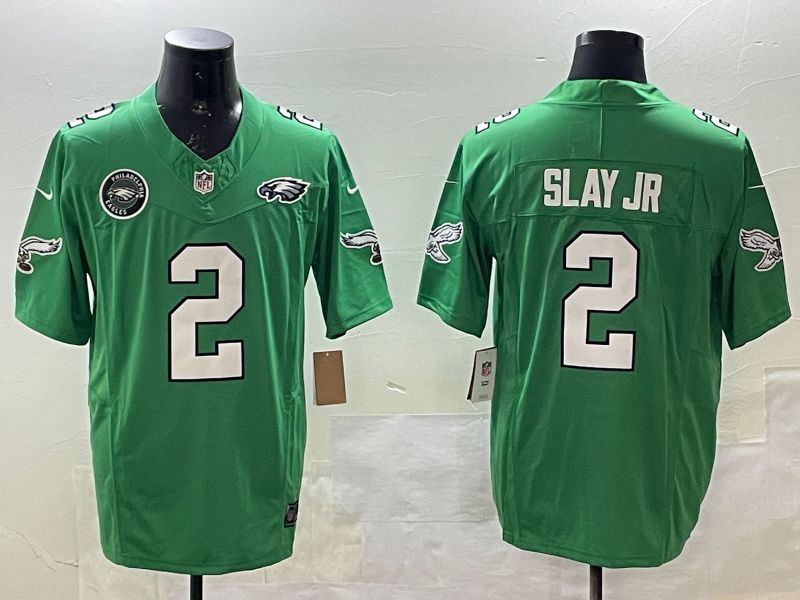 Men Philadelphia Eagles #2 Slay jr Green three generations 2025 Nike Vapor Limited NFL Jersey style 5